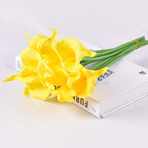 Namzi Künstliche Calla-Lilien, Seidenblumen, 34 cm, für Muttertag, Ostern, Zuhause, Küche und Hochzeit, Gelb, 20 Stück