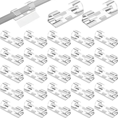 Organizador de Cables Transparente, 150 Piezas Grapas de Pared para Cables Eléctricos con Adhesivo, Sujetacables Adhesivos, para Cable de USB, TV, Cargador, Audio, transparente