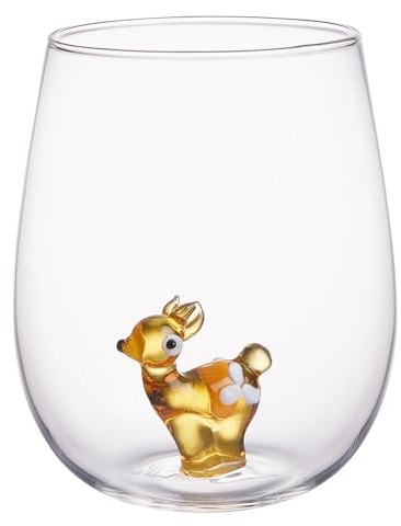 BUTLERS Trinkglas 450ml Glas MERRY & JOY Reh | Becher mit Weihnachtsmotiv | Weihnachtsgläser für Wasser, Sprudel & Cocktails | Festliches Trinkgeschirr Weihnachten