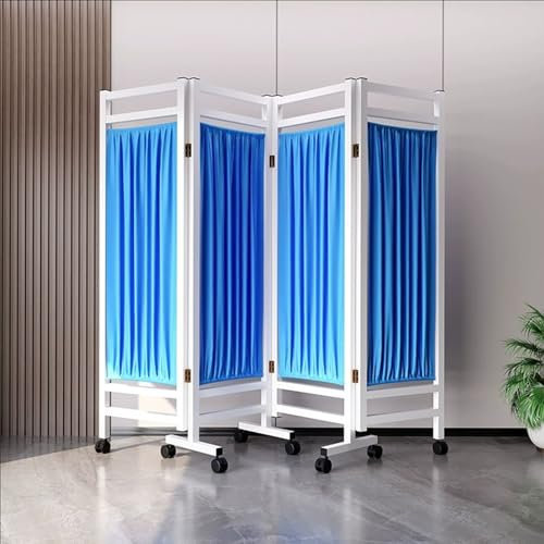 CHZDPP Mobile Medical Privacy Screen on Wheels, Ready Built Foldable Room Divider with 4/6 Panel, Portable Privacy Wall Indoor for Sickroom/Waiting Room(S (4 Panel))