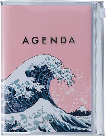 MARK'S 2025/26 Taschenkalender, A6 Japan / Wave, Pink: Von September 2025 bis Dezember 2026