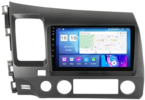Generico Autoradio Touchscreen Android 12.0 per Honda Civic 2005-12 Navigazione satellitare GPS 9'' Touchscreen Lettore multimediale Dvd Ricevitore FM BT con 4G 5G WiFi SWC DSP Mirror Link Carplay M6