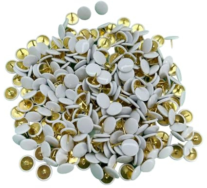 YSDINK 300 Stück Bunte Reißnägel,Runde Metall Reißzwecken,Dekorativ Flache Markierungsnadeln für Pinnwand,Korkwand,Büro und Heimdekoration,10x10mm,Kreativ Push Pins für Karten und Poster (Weiß)