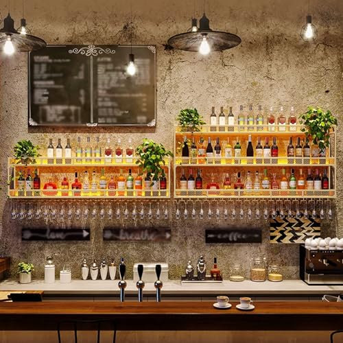 THGYJP Commercial Restaurant Wall Mount Wine Rack, Living Room Hanging Wine Wall Rack, Industrial Wall Wine Racks for Wine Bottles, Modern Bar Wine Glass Holder, Large Storage,Suitable fo