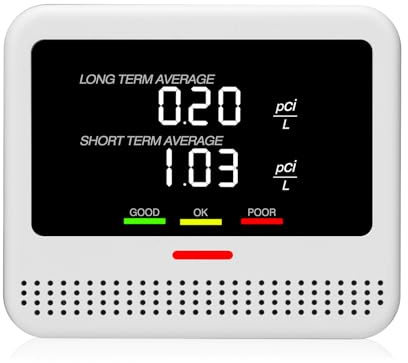 Digital Radon Detector - User-Friendly Desktop Device with HD LCD Display, 2-3 Years of Battery Life on 6-Hour Charge, 10-Year Sensor Lifespan, Perfect for Accurate Home and Office pCi/L Reading