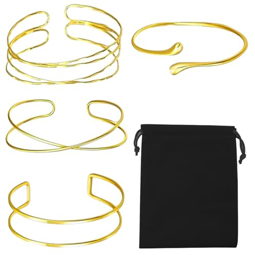 FULHANY 4 st damarmband - guld justerbara länkpärlor set vattentäta armband smycken för