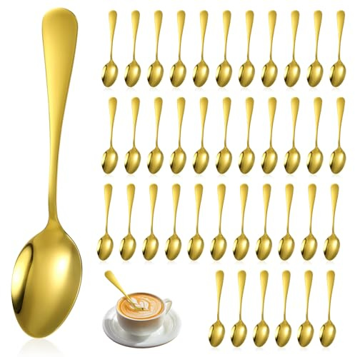 40 Pcs Gold Spoons for Coffee Demitasse Espresso Mini Stainless Steel Gold Dinner Flatware Dessert Coffee Tea Sugar Spoons Teaspoons for Restaurant Hotel Wedding Home Party Latte Stirring Spoon