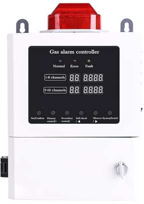 Détecteur de Gaz Naturel, Contrôleur d'alarme de gaz 4-20ma Contrôleur de détecteur de gaz 1-16 canaux Contrôleur de surveillance de gaz toxique combustible pour Camping Car, Home(16 Channel RS485)