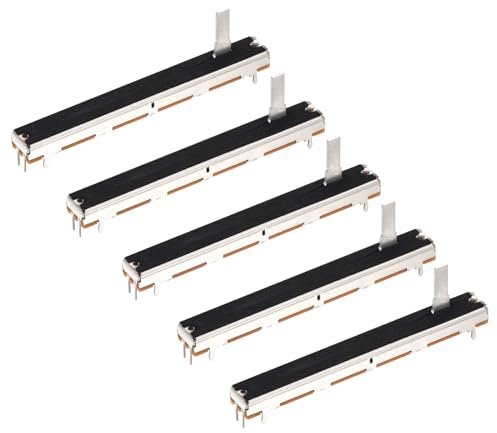QUARKZMAN 5Pcs Potenciómetro Lineal Simple Recto Deslizamiento 7 Pines B10K 75mm(L) Recorrido 60mm Mango 4x12.2mm Resistencia Variable Mezclador Potenciómetro Electrónico