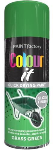 Spray Paint Grass Green Gloss Finish 400ml - Quick Dry Aerosol Can All Purpose for Wood, Metal, Plastic, Interior & Exterior