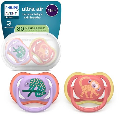 Philips Avent Ultra Start Ciuccio - Design ortodontico, per neonati dai 18 mesi in su, tettarella simmetrica in morbido silicone, senza BPA, confezione da 2, SCF349/47