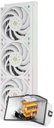 TR-Thermalright Wonder Vision 360 UB ARGB White Enfriador de procesador líquido, pantalla curva 3D de 6,67 pulgadas con resolución 2400x1080 - magnética, 360mm Aio, para AM4/AM5, LGA1851/1700/115X