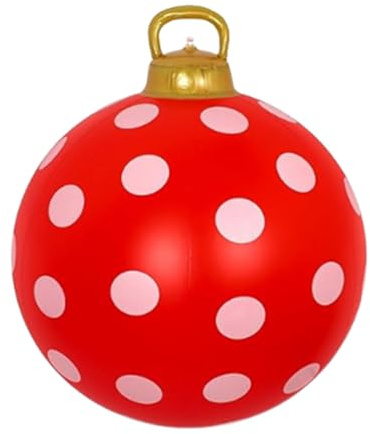Uppblåsbara julprydnader | Uppblåsbara dekorationsbollar 60 cm | Röda och vita festliga dekorationer för inomhus utomhus | Trädgård vinterfest gård julfest