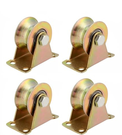 4 Stück Umlenkrolle Stahlseil, U-Nut-Stahl-Lenkrolle, Schwerlastrollen,Umlenkrolle Stahlseil aus Stahl, für Wäscheleine, Flaschenzugsystem, Industriemaschinen, Rolltore, Umlenkrolle Seil (U-shaped)