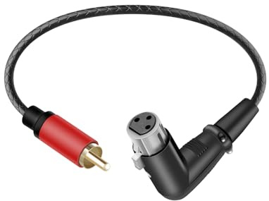 RIIEYOCA Câble Audio Stéréo XLR 3 Broches Femelle à 90 Degrés vers RCA Mâle, Adaptateur Convertisseur XLR Anglé 3 Broches vers RCA, Symétrique vers Asymétrique, pour Table(30CM)
