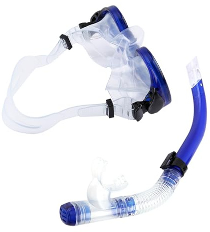 ZDETGU Premium Snorkelset med Härdat Glas och Bekvämt Munstycke i Silikon för Säkra Undervattensäventyr (Blå)