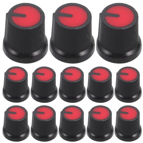 QUMIIRITY 50 Rote Kunststoff Potentiometer Drehknöpfe 6mm Wh148 mit Stilvollem Pflaumenblüten Design für E gitarre und Verstärker zur Dekoration und Schutz