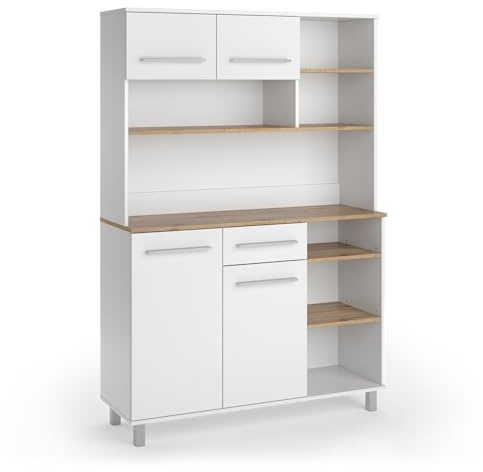 Vicco Köksbuffé Pure, Vit/Hantverks ek, 120.2x177 cm