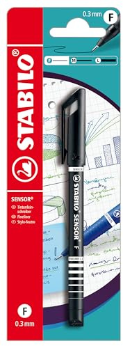 STABILO - Fineliner mit gefederter Spitze - SENSOR F | fein, Einzelstift, schwarz