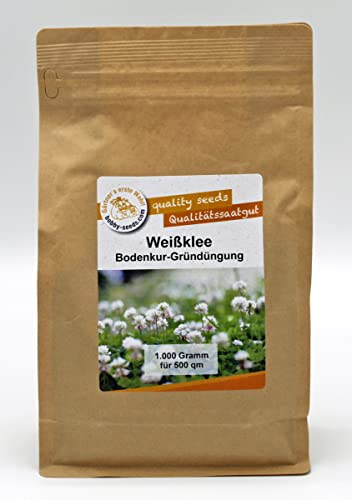 Bodenkur: Weißklee Samen - staudige Gründüngung, Bienenweide und Bodenkur auf natürliche Art ganz ohne Chemie - 1KG