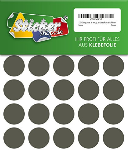 120 Klebepunkte, 30 mm, grau, aus PVC Folie, wetterfest, Markierungspunkte Kreise Punkte Aufkleber