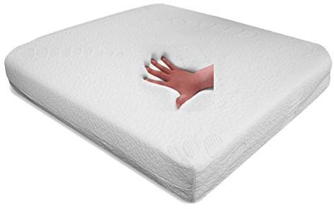 Visco Sitzkissen Visko Anti Dekubitus Sitzpolster 52x45x10 cm Bezug WEISS Memory Schaum viscoelastisches Kissen Rollstuhl Auto LKW Bürostuhl Chefsessel Sitzauflage Stützkissen Rücken Gesäß RG85 mittel