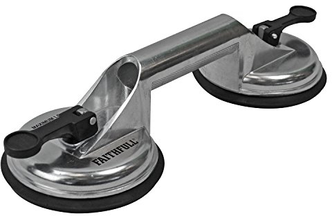 Faithfull FAISUCPAD2 Aluminium Double Pad Suction Lifter 120 mm Pads Supports Up to 110 kg