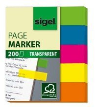 Sigel© Haftmarker Film, grn, blau, pink, gelb, orange, 12x50 mm, 200 Streifen