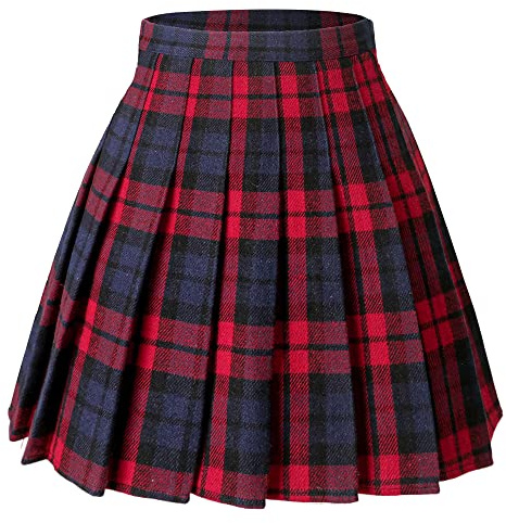 Hoerev Frauen Mädchen vielseitig Plaid gezauter Rock mit Shorts für kaltes Wetter
