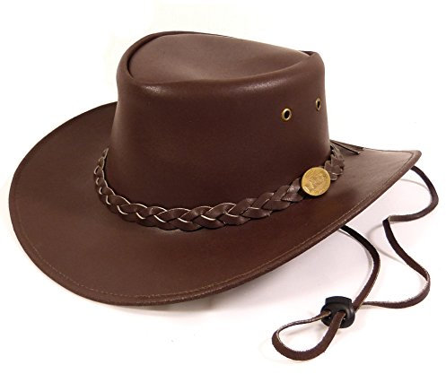 Unbekannt Echt Leder Outdoor Cowboyhut Westernhut Rotbraun - Redish Color Split (L)