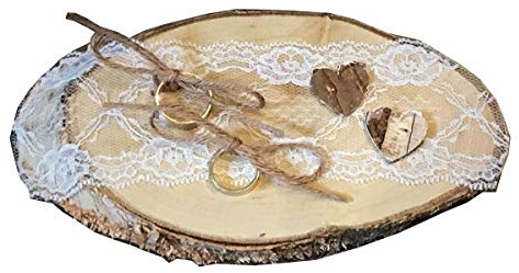 edles Ringkissen Birkenscheibe mit Spitze Vintage RK0041