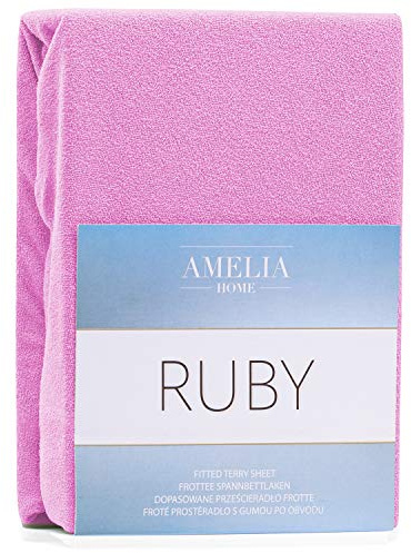 AmeliaHome Lenzuolo con Angoli Elasticizzati, in Spugna, Cotone, Colore e Dimensioni a Scelta, Fucsia, 140 x 200-160 x 200 cm