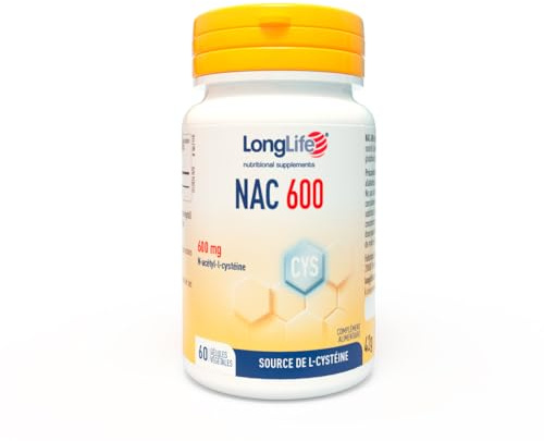 LongLife® NAC 600 mg | Precursore del glutatione | Alto dosaggio | NAC N-acetil-cisteina | Difese immunitarie adulti | 60 capsule di origine vegetale
