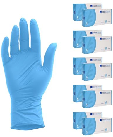 ABENA Lot de 10 boîtes de 1000 gants jetables en nitrile - Taille L - Conviennent à un usage alimentaire, indéchirables, sans latex, sans poudre - Idéaux pour le nettoyage, le salon de beauté et la