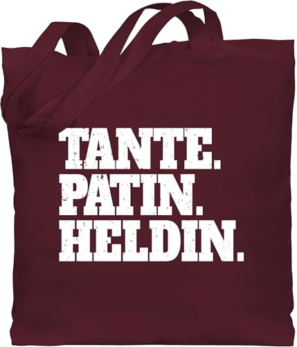 Baumwolltasche - Patentante Geschenk Taufpatin - Tante. Patin. Heldin - Unisize - Bordeauxrot - geburtstagsgeschenk für tante paten geschenke patentanten patin stoffbeutel die pateneltern gotti