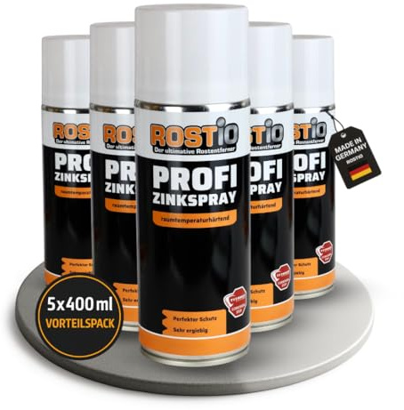 Rostio 5 x Profi Zinkspray | Zinkgrundierung | Zinklamellenbeschichtung | Zinklamellenspray für höchsten Korrosionsschutz & Rostschutz