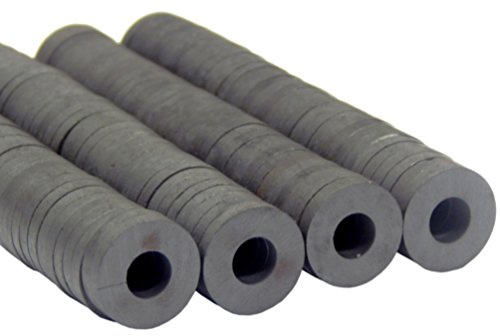 Perlin 100er Set Ringmagnete Stark Ferrit Magnet Rund mit Loch zum Schrauben 17 mm x 3 mm Magnetring Schwarz Keramik für Basteln DIY Werkstatt Halterung