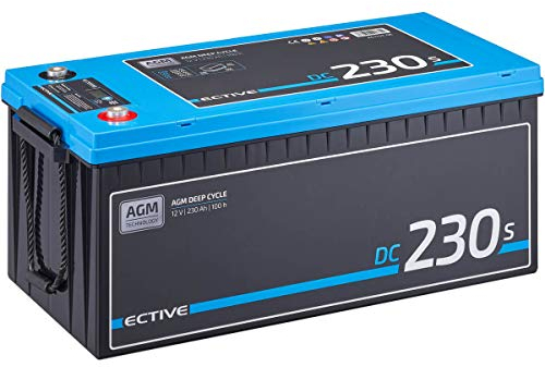 ECTIVE - AGM DC230S 12V 230Ah - Deep Cycle Versorgungsbatterie mit LCD-Anzeige wartungsfrei - VRLA Aufbaubatterie für Boote, Van, Wohnmobil, Camper