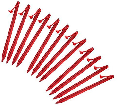 ASR Outdoor 9 Inch Aircraft Grade Aluminum Camping Stakes Tent Pegs - 12 Pack