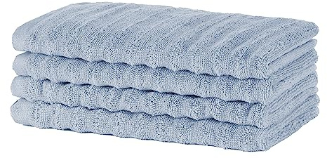 Merana Oslo Handtuch Set | schnelltrocknend, weich & fusselfrei | Frottier Luxus Qualität | 100% Baumwolle Frottee | Oeko-TEX | 590 GSM | Gästetuch & Gesichtstuch | Hellblau (4 x Gästetücher 30x50cm)