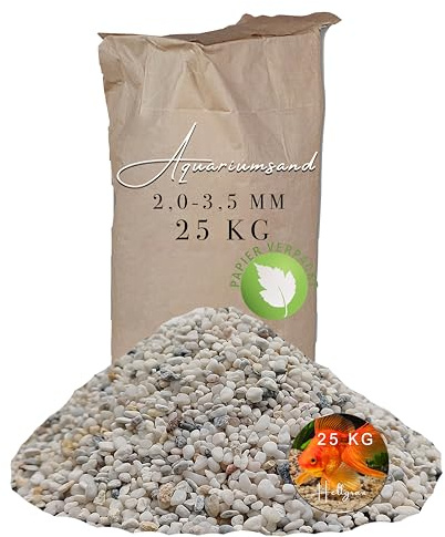 Anbobo Aquariumsand Natur weiß 25kg Aquarienkies 2,0-3,5mm Naturkies Aquariumkies Bodengrund papierverpackt