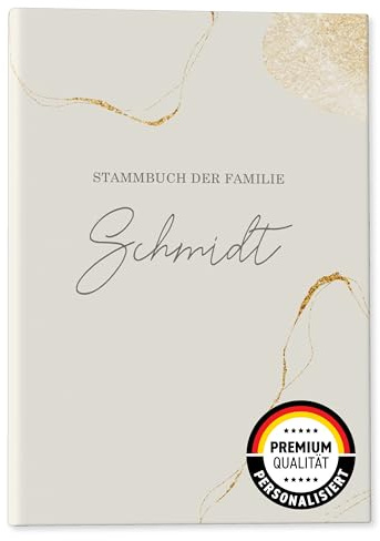 DeinWeddingshop Stammbuch der Familie - Familienstammbuch Hochzeit Standesamt - Lovebirds - Hardcover (DIN A4, PERSONALISIERT)