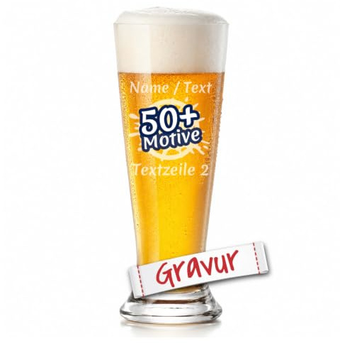 LALALO Bierglas mit Gravur, personalisiert mit Namen - Weizenbierglas - Geschenkidee für Geburtstag, Vatertag, Papa, Jahrestag, Oktoberfest