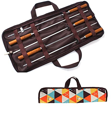 5Pcs/Set BBQ Skewers Long Handle Barbecue Needle Fork Shish Kebab Turkish Grill Skewer Stainless Steel Barbecue Skewer Suit