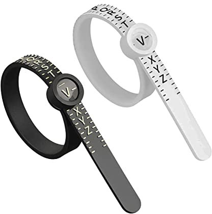 2Pcs Ring Sizer Measuring Tool Reusable Finger Size Gauge Measure Set Jewelry Sizing Tools A-Z UK Rings Size (White+Black)