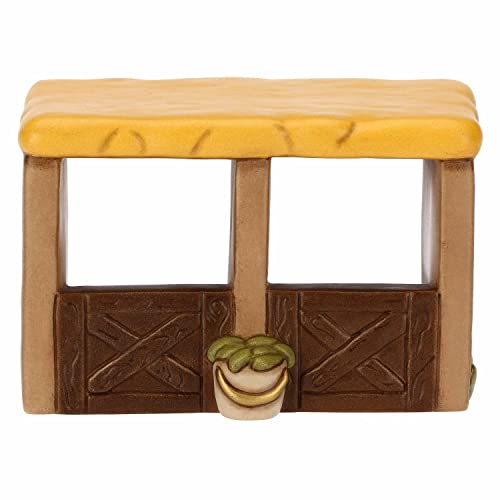 THUN - Presepe 2022 - Statuina Presepe Stalla per Cavalli in Ceramica Decorata a Mano - Linea Presepe Classico - 15x10,5x10 cm h