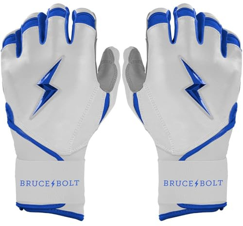 BRUCE BOLT Chrome Series Long Cuff Batting Gloves - Multiple Colors - Adult & Youth Sizes