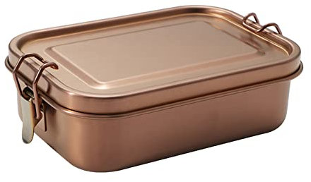 Brotdose Edelstahl,800 ml Lunchbox Brotdose Kinder mit Fächern,Brotzeitbox mit Abnehmbarem Gitter,Auslaufsicher Bento Box Lunch Box,Metall Frühstücksdose Brotbox Erwachsene für Arbeit Schule-Roségold