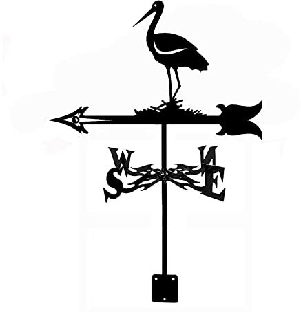 CAZARU Girouette Cigogne Sculptures Outil de Mesure girouette en Acier Inoxydable girouette indicateur de Direction pour Jardin Patio Cour Ornement