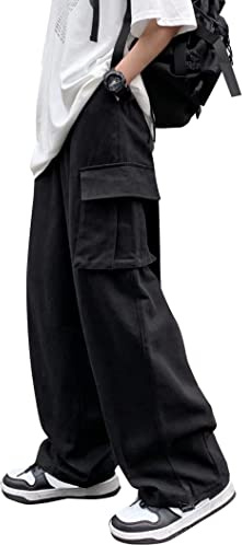 AIEOE Pantaloni Cargo da Ragazzo Y2K Vintage Baggy Jeans Gamba Larga Streetwear Hip Hop Pantaloni Casual Bootcut Dritti Jeans Denim - 155-185cm, XL